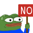 Frog holding a NO sign